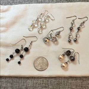 Bundle of Silver Beaded Dangle Earrings (5 sets) MAKE ME AN OFFER!